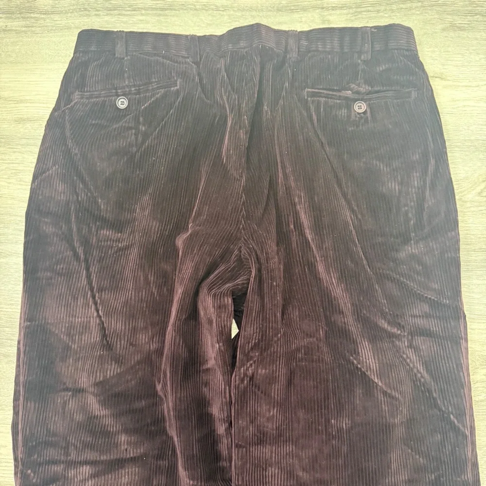 Brooks Brothers Loro Piana Corduroy Pants Mens 35 Brown Burgundy Made in Italy